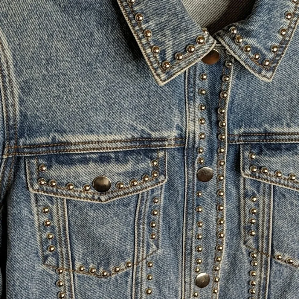 Denim silver studded jean jacket - Picture 5 of 9